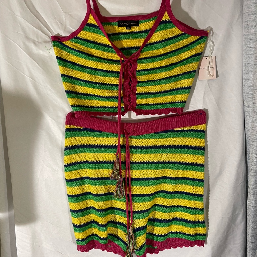 Colorful Striped Knit Set